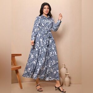 SOLD Elegant Blue Paisley Maxi Dress